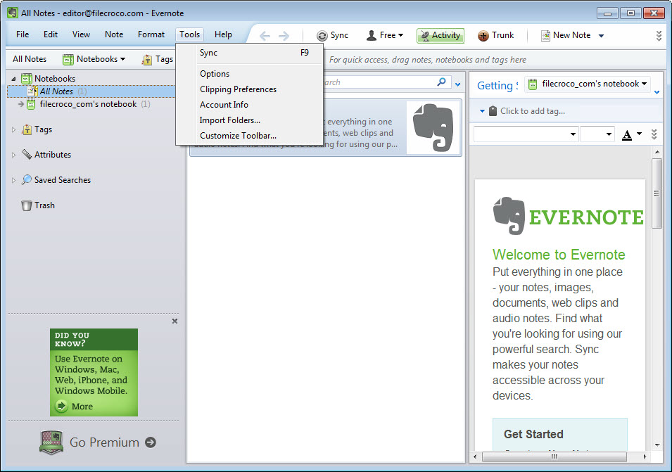 EverNote 10.58.8.4175 instal the new