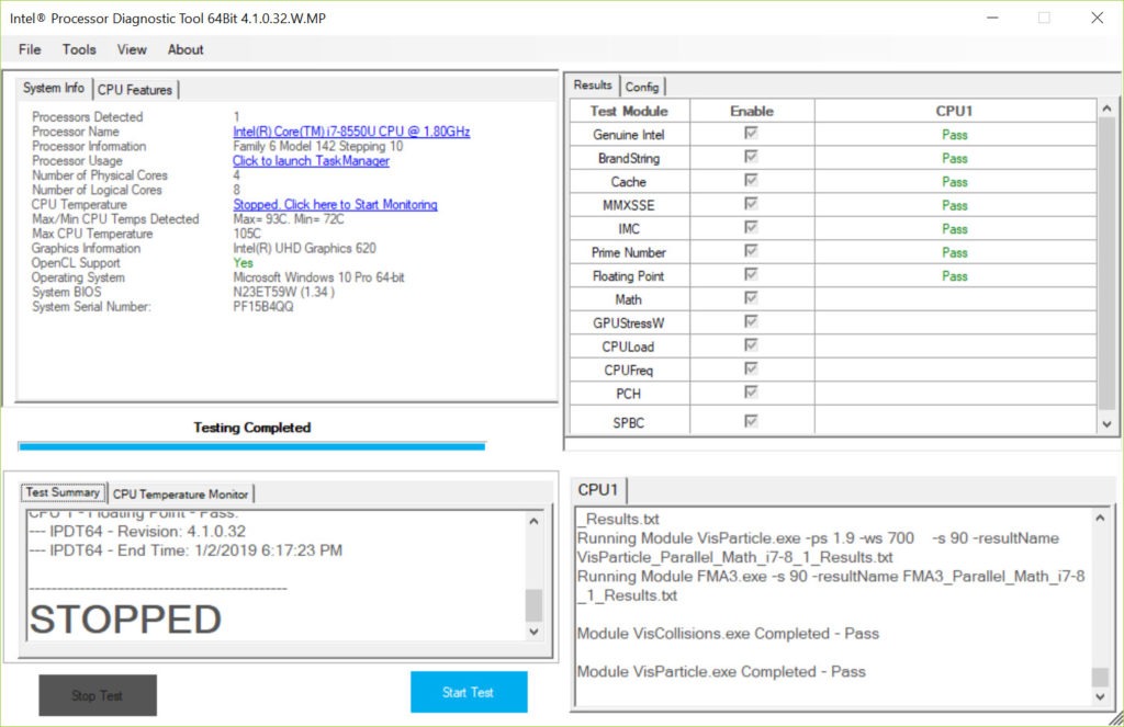 intel diagnostic tool cpu