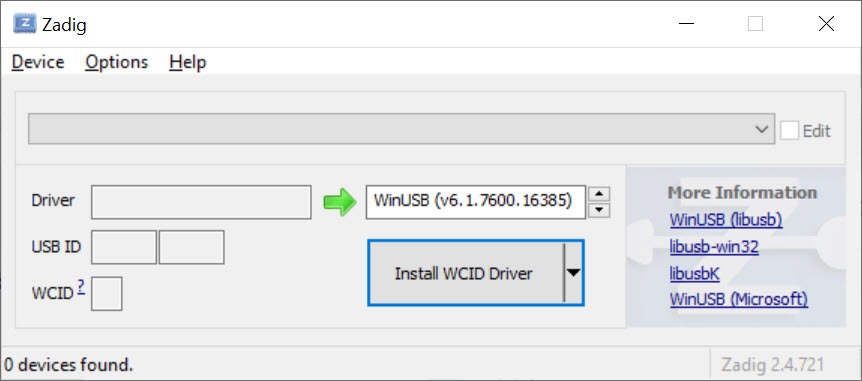 zadig taranis install windows 10