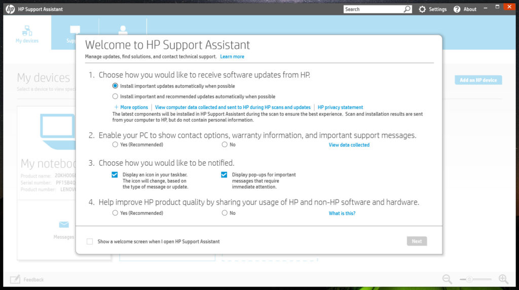 hp support assistant silent install msi