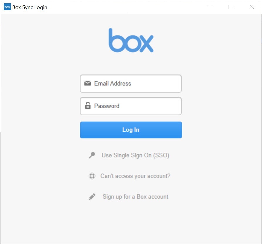 Login Box. Sync Box. Install box