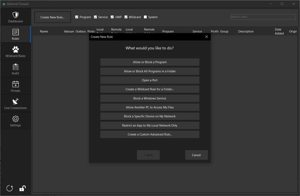 Minimal Firewall screenshot 3