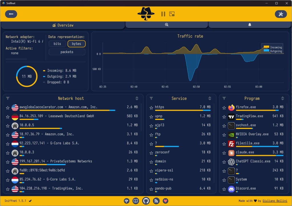Sniffnet screenshot 1