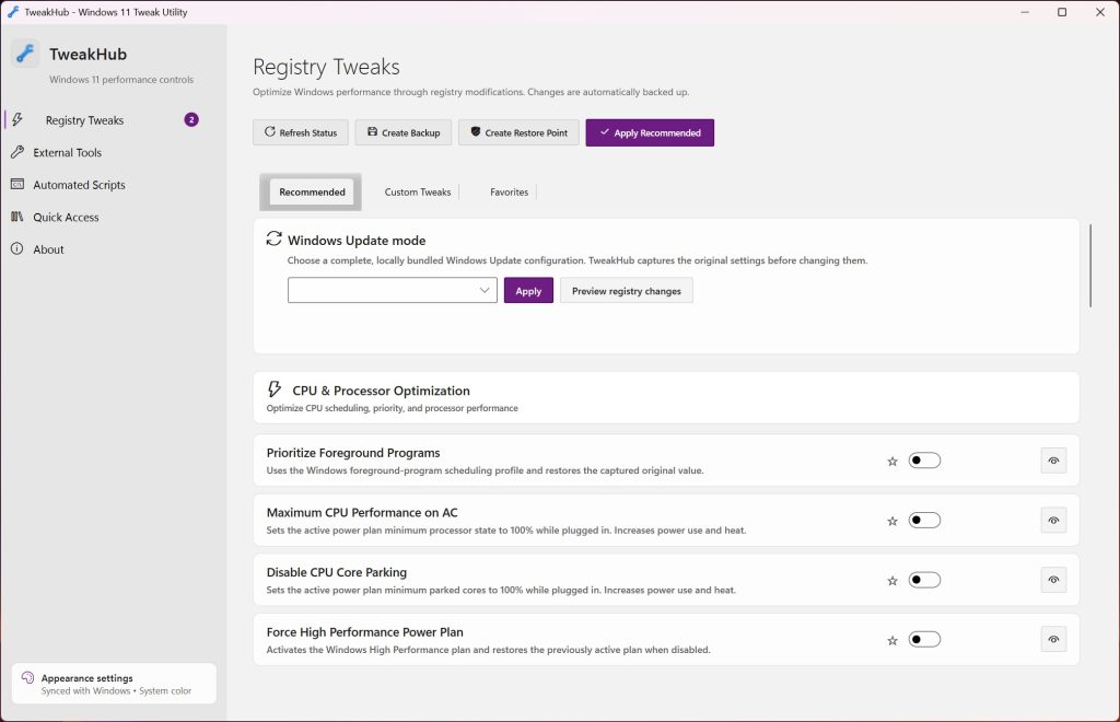 TweakHub screenshot 1