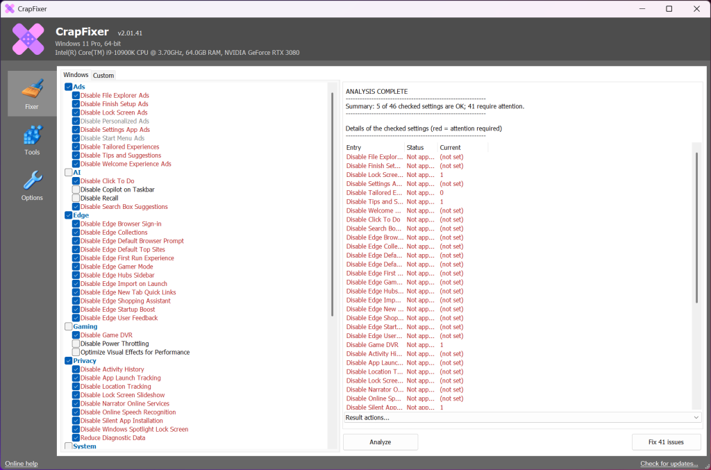 CrapFixer screenshot 2