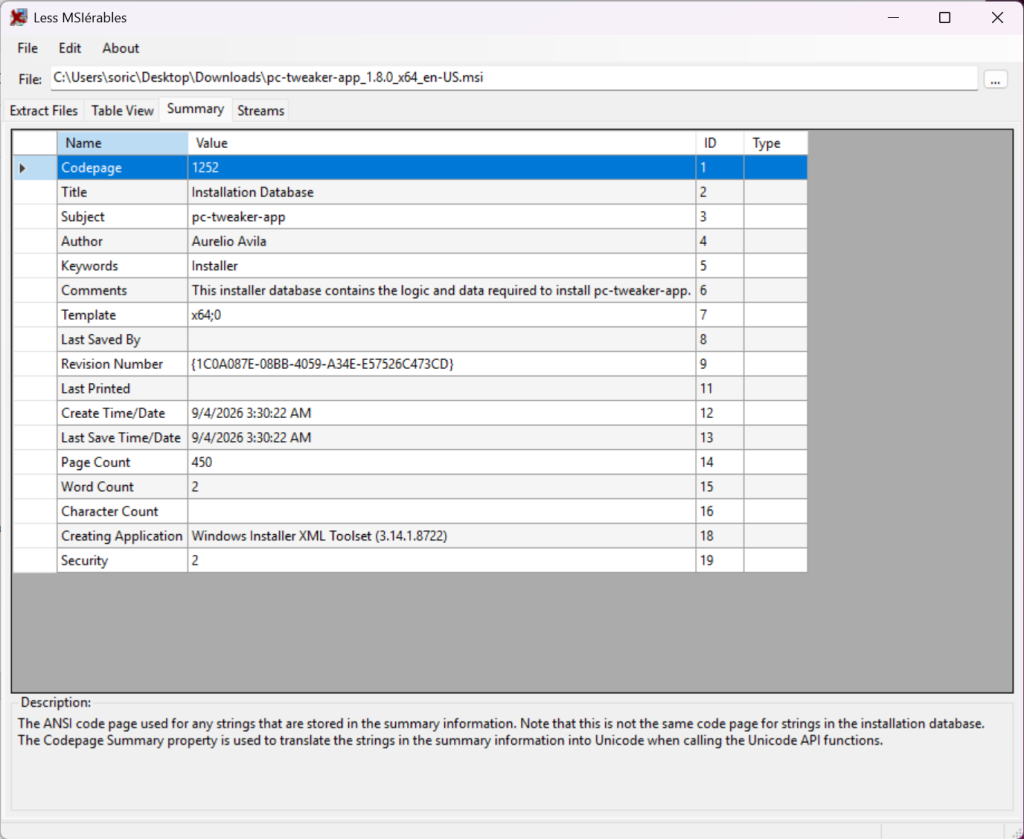 lessmsi screenshot 3