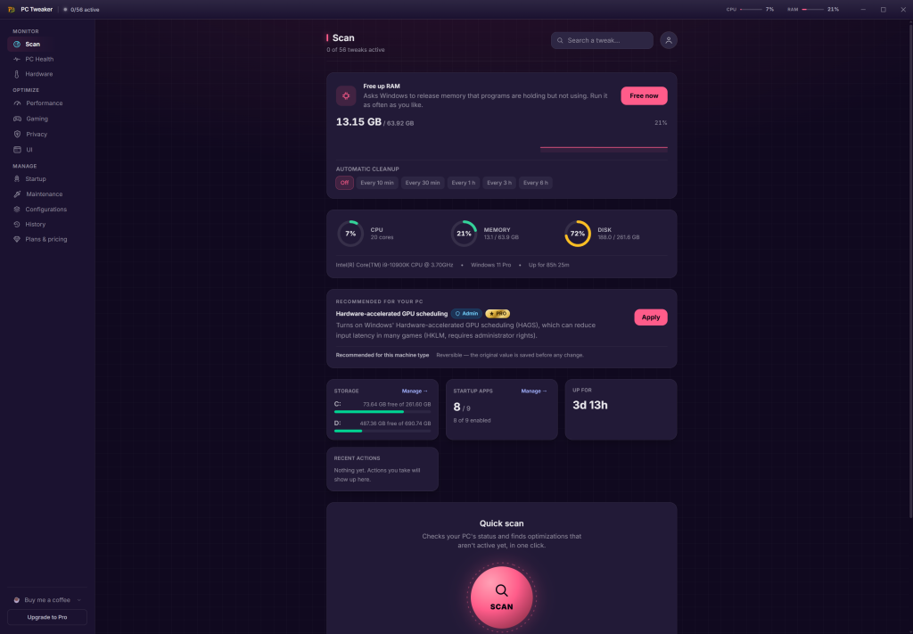 PC Tweaker screenshot 1