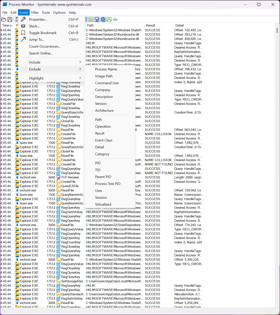 Process Monitor screenshot 2
